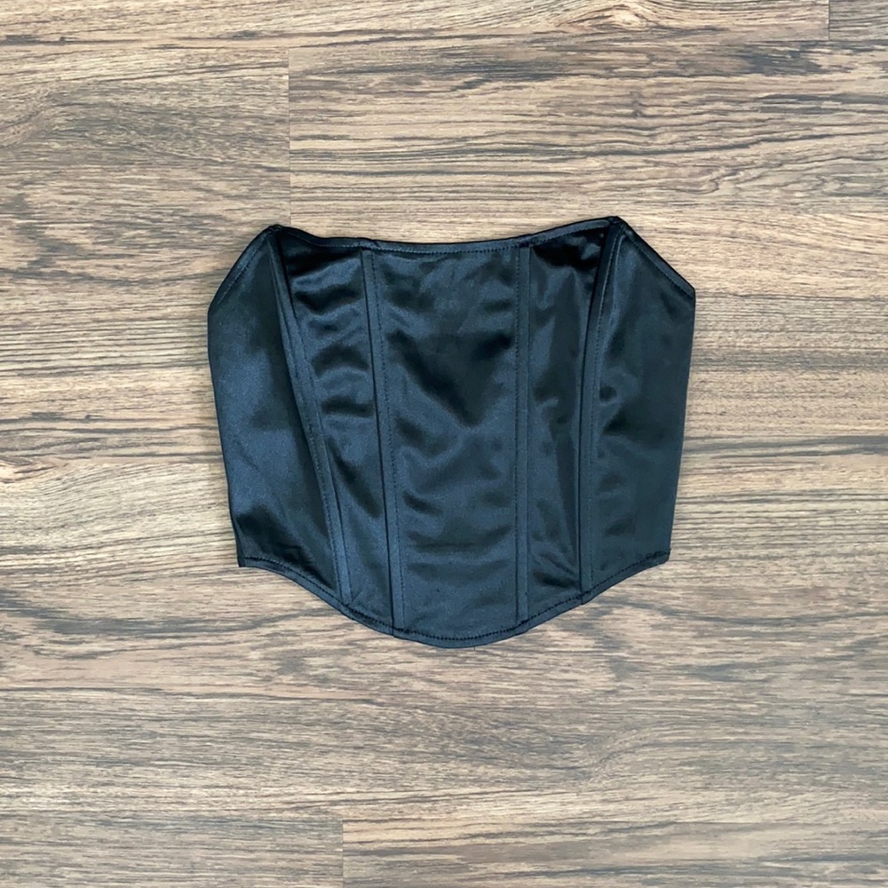 Black satin corset